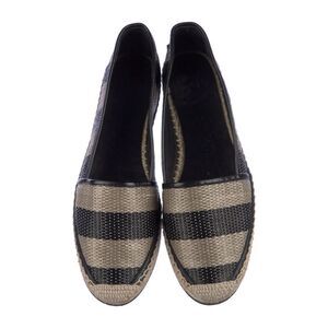 Burberry Two Tone Striped Raffia Hodgeson Espadrilles Size 37 US 6.5